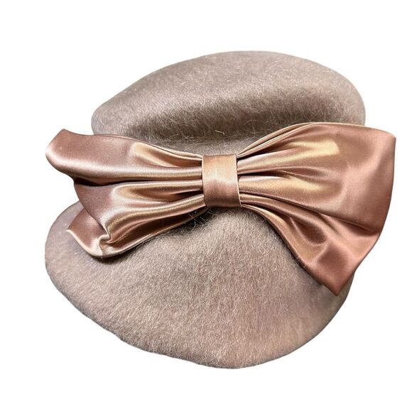 Vintage  Mahara Mohair wool Mid Century modern Ribbon Bow Audrey Hepburn Hat main image 7